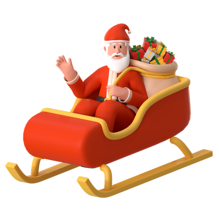 Santa Rides A Sleigh  3D Illustration