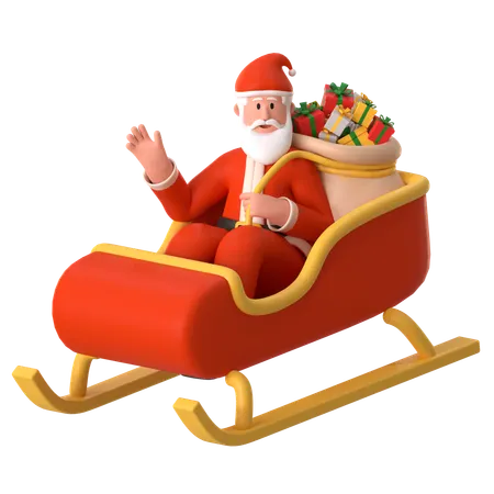 Santa Rides A Sleigh  3D Illustration