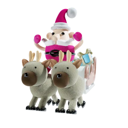 Santa Claus With Pink Theme 3D Illustration