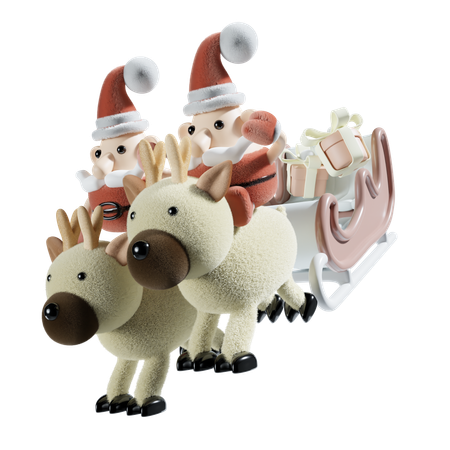 Santa Riding Sledge  3D Icon