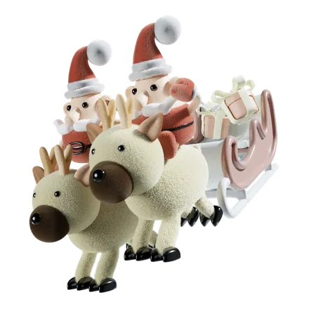 Santa Riding Sledge  3D Icon
