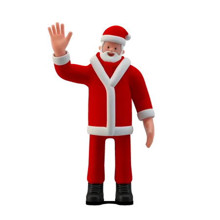 Santa diciendo hola con la mano canta  3D Illustration