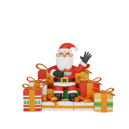 Santa Say Hi  3D Illustration