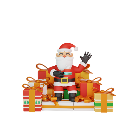 Santa Say Hi 3D Illustration