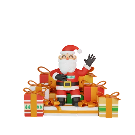 Santa Say Hi 3D Illustration