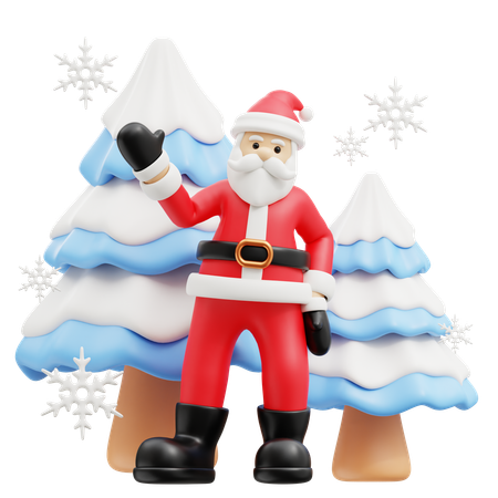 Santa Saying Hello  3D Illustration