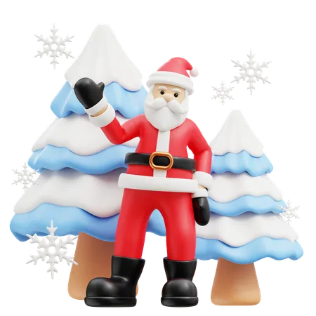 Santa Saying Hello  3D Illustration