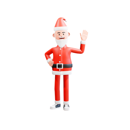 Santa saying hello with hand sing 3D Illustration