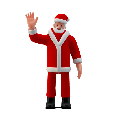 Santa saying Hi with hand sing 3D Illustration