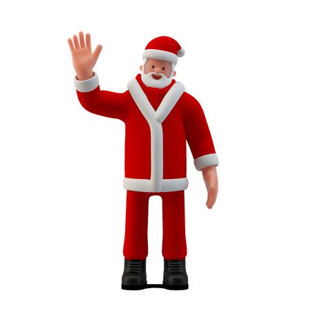 Santa saying Hi with hand sing  3D Illustration