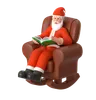 Santa Sits In A Rocking Chair Reading A Book