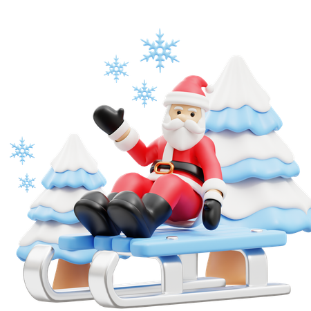 Santa sitting on santa sled  3D Illustration