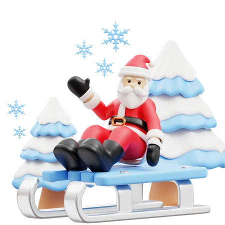 Santa sitting on santa sled  3D Illustration