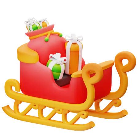 3 D Illustration Of Santas Train 3D Icon