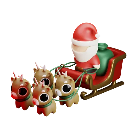 Santa Sledge  3D Illustration