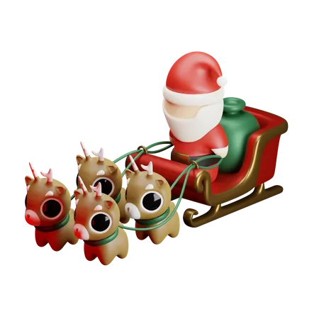 Christmas Santas Sleigh 3 D Rendering Icon 3D Illustration