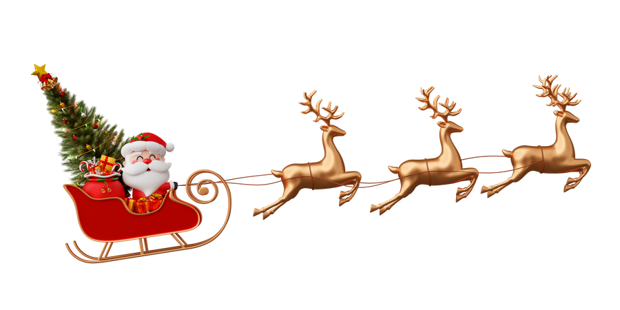 Santa Sleigh  3D Icon