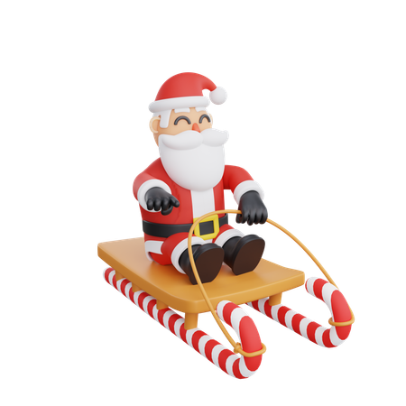 Santa Sleigh On Sleigh  3D Illustration