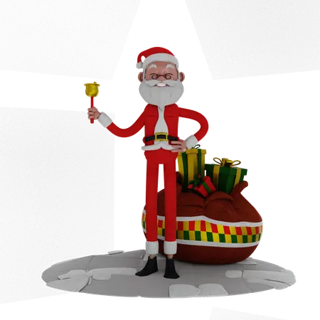 Santa Standing With Gift Bag  3D Illustration