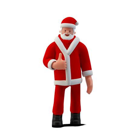Santa Standing with thumb up sign  3D Icon