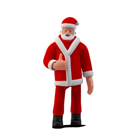 Santa Standing with thumb up sign  3D Illustration