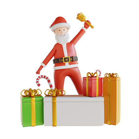 Santa Takes And Gift Box 3D Illustration