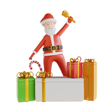 Santa Takes And Gift Box 3D Illustration