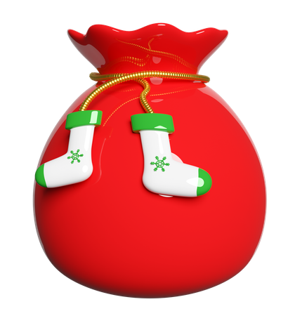 Santa tiene muchos regalos en su bolso.  3D Icon