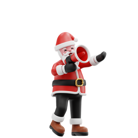 Papá Noel trae megáfono  3D Illustration