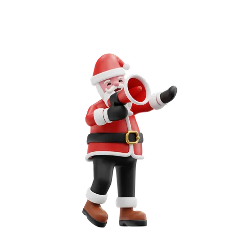 Papá Noel trae megáfono  3D Illustration