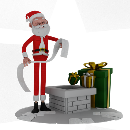 Santa Watching Gift List  3D Illustration