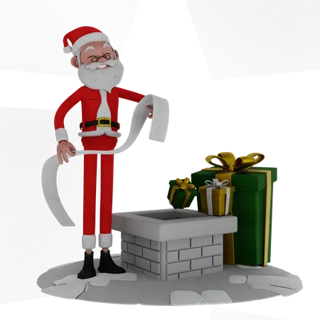 Santa Watching Gift List  3D Illustration