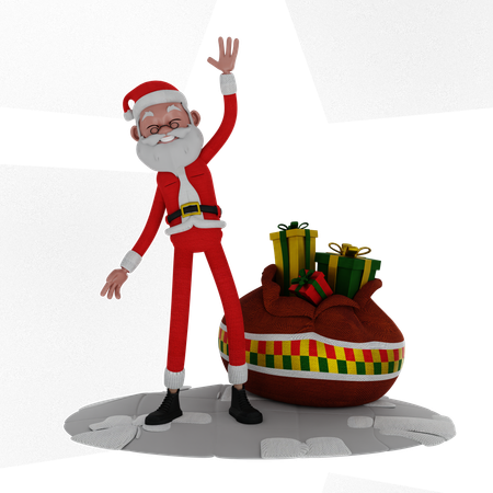 Santa Waving Hand  3D Illustration