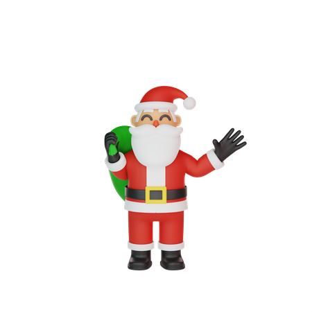 Santa Waving Hand  3D Illustration