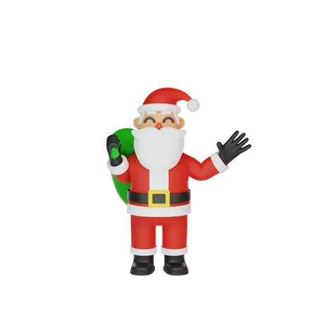 Santa Waving Hand  3D Illustration