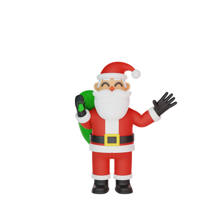Santa Waving Hand 3D Illustration