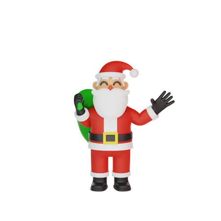 Santa Waving Hand 3D Illustration