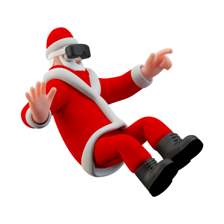 Santa wearing Vr glasses 3D Illustration