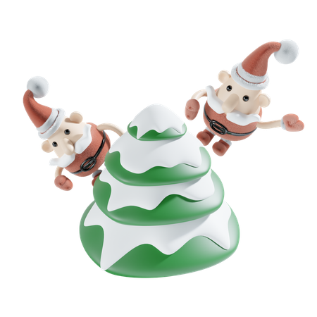 Santa With Chistmas Tree  3D Icon