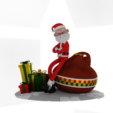 Santa With Christmas Gifts  3D Illustration