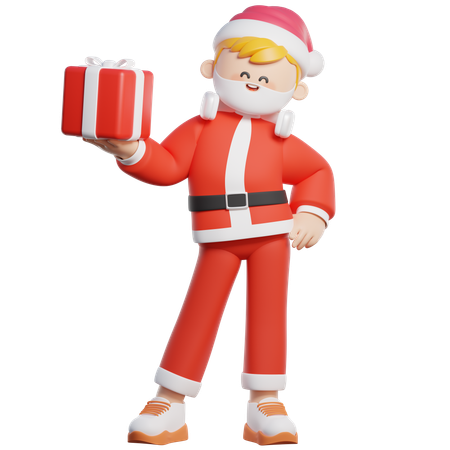 Santa with Christmas Gifts  3D Illustration