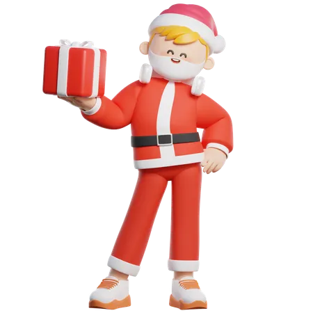 Santa with Christmas Gifts  3D Illustration