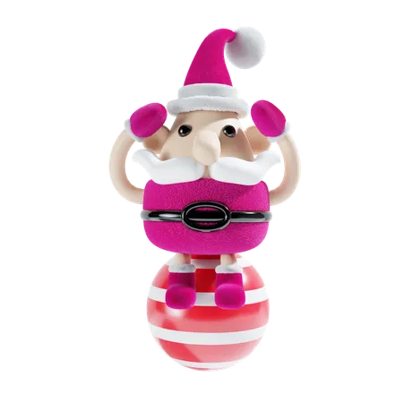 Santa With Decoration Ball  3D Illustration