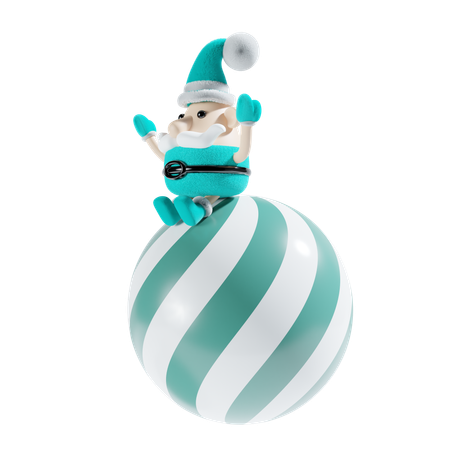 Santa With Decoration Ball  3D Illustration