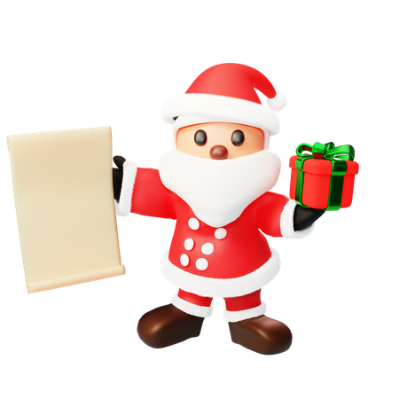 Santa with gift  3D Illustration