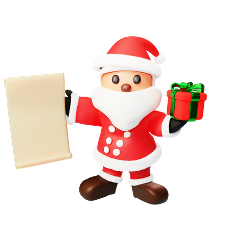 Santa with gift 3D Illustration