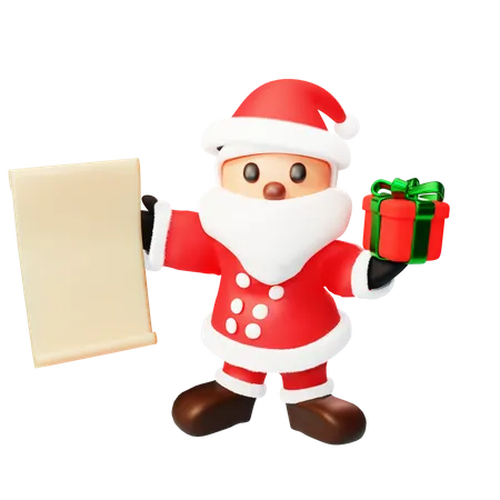 Santa with gift  3D Illustration