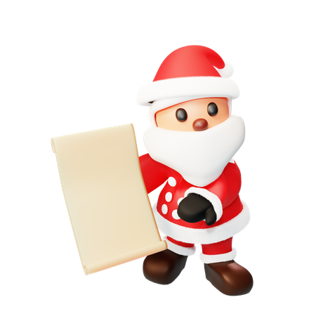 Santa with gift list  3D Illustration