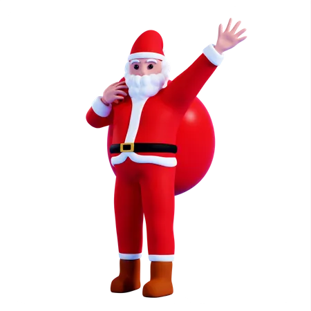 Santa with giftbag  3D Illustration