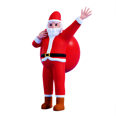 Santa with giftbag 3D Illustration